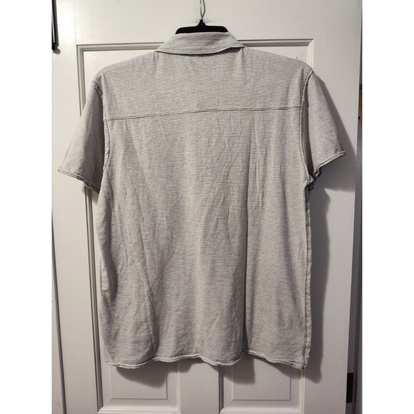 DKNY Men's Polo Large Collared Striped Gray Shirt Est 1989 NYC Soft Comfort - Picture 4 of 11